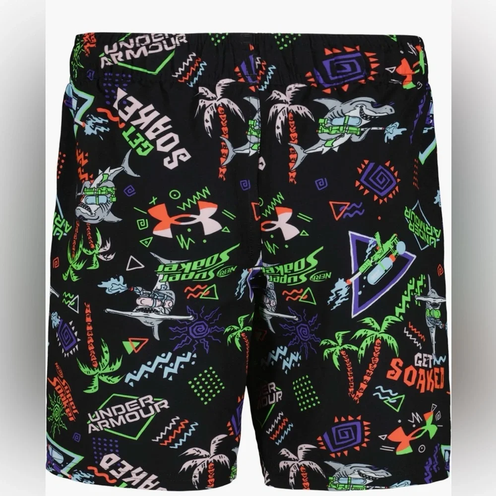 Under Armour Nerf Super Soaker Volley Swim Trunks Youth Large Black and Neon